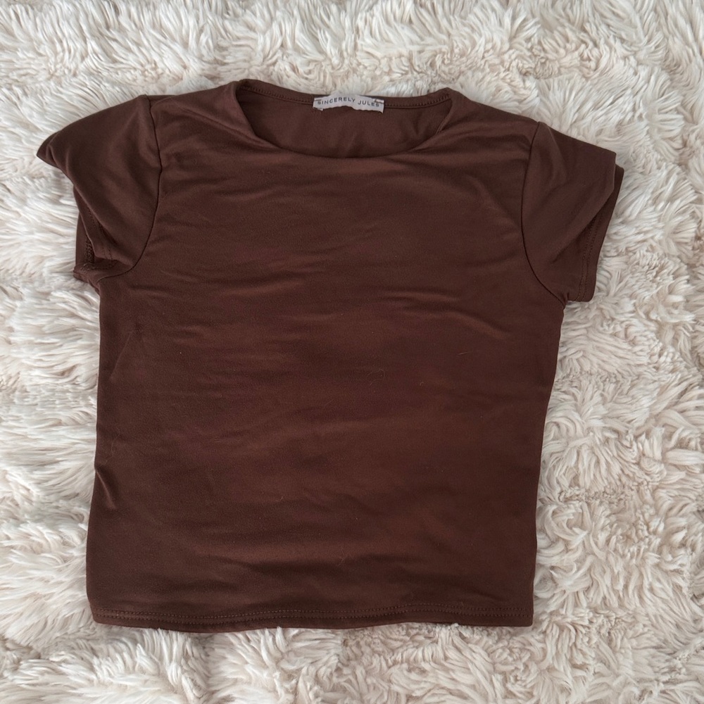 XXS Sincerely Jules Brown Crop Top
